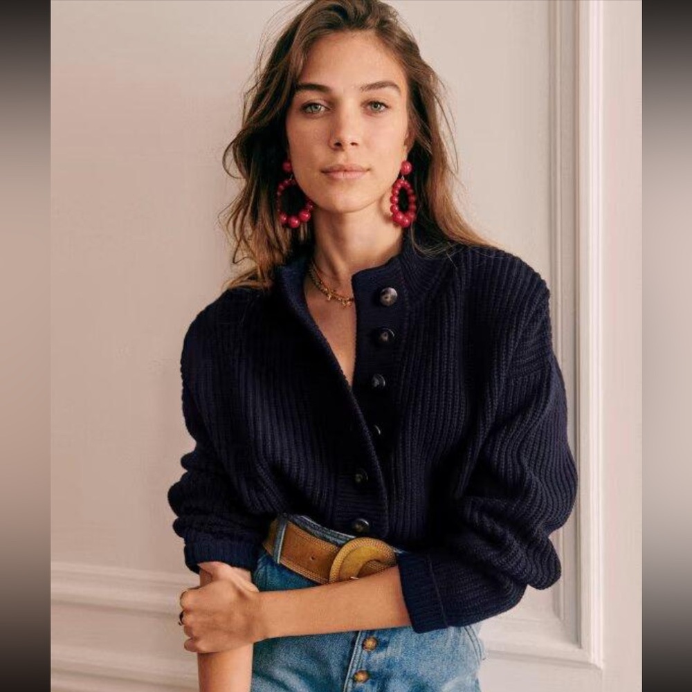 Sézane Lucas Jumper in Navy NWT